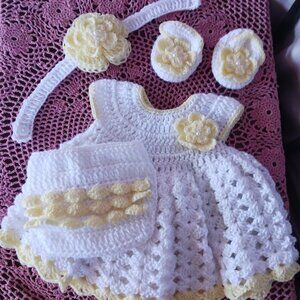 Crochet Baby Girl Heirloom Dress Set Photo Prop